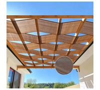 Red de Sombrea Exterior 90%,Malla Cinta Sombreo Exterior para Pérgola Techo Parasol Decoración,Pérgola Tira de Tela Sombra con Ojales Ondas Transpirable Permeable Refrigeración,Café,0.7x9m