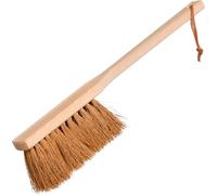 Redecker Cepillo de mano para barbacoa para limpiar parrillas de gas, mango de madera de haya extra largo sin tratar con cabezal de cepillo de fibra de coco resistente al calor, lazo para colgar, 17