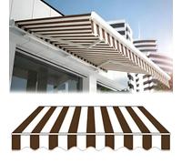 Reemplazo De Lona De Escaparates | Tela de poliéster marrón y blanca para toldos (techos de porche, patios, zona de cocina)(16.4x8ft/5x2.4m)