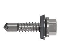 Refabo RP-K Plus - Tornillos autorroscantes (5,5 x 50 mm, cabeza hexagonal y junta E16, rango de sujeción 12-30 mm, bimetal A2, acero, 100 unidades)