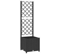 Refined Jardinera con Enrejado, Macetero de Plantas Flores, Maceta de Hierbas, Arriate para Jardín Patio Balcón Terraza, PP Negro 40x40x136 cm