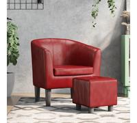 Refined Sillón diseño de Cubo con reposapiés Cuero sintético Rojo Tinto