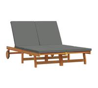Refined Tumbona 2-Persona Madera de Acacia Sólida Gris Oscuro Tumbona para 2 Personas