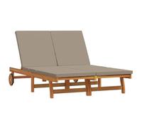 Refined Tumbona 2-Persona Madera de Acacia Sólida Taupé Tumbona para 2 Personas