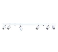 Reflector direccional modelo EYE, color blanco, con 6 bombillas GU10 de 10W cada una, fabricado en metal. Dimensiones: 10 x 119 x 7 cm. Grado de protección IP20. Fabricante: Nowodvorski Lighting