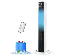 Refrigerador de aire evaporativo: enfriador de pantano 3 en 1 con tanque de agua 3L, 3 modos y 3 velocidades, control remoto, temporizador de 12 horas, ventilador de torre de enfriamiento portátil sin