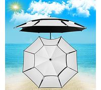 Refue Sombrilla de Playa, Ø180/200 cm, con protección UV Poliester, Incluye Bolsa para transportarla, Sombrilla Antiviento, Parasol de Pesca，Gris (Size : 2.4M/7.8ft)