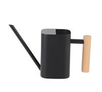 Regadera de Acero Inoxidable con Pico Largo, regadera para Plantas de Interior, diseño Cuadrado Decorativo con Mango de Madera para Plantas de casa, bonsáis y Cuidado de Flores en (Negro 500ML)