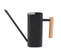 Regadera de Acero Inoxidable con Pico Largo, regadera para Plantas de Interior, diseño Cuadrado Decorativo con Mango de Madera para Plantas de casa, bonsáis y Cuidado de Flores en (Negro 800ML)