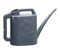 Regadera de gran capacidad de 4 litros con boquilla larga para un riego preciso, maceta ergonómica de plástico de doble mango para plantas de interior y exterior, polietileno grueso (4 L, gris oscuro)