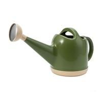 Regadera grande de 4 litros con cabezal de ducha de acero inoxidable, maceta de jardín de plástico PP grueso para plantas de interior y exterior, amarillo leche/verde oscuro