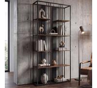 Regal HWC-P12, estantería alta, mueble industrial de metal y melamina, certificado MVG, 180x80x31 cm, color o marrón oscuro