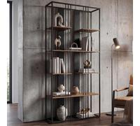 Regal HWC-P12, estantería alta, mueble industrial de metal y melamina, certificado MVG, 180x80x31 cm, disponible en y marrón