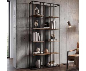 Regal HWC-P12, estantería alta, mueble industrial de metal y melamina, certificado MVG, 180x80x31 cm, disponible en y marrón