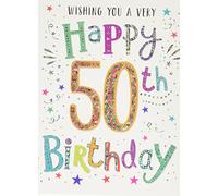 Regal Publishing Modern Milestone Age - Tarjeta de felicitación de cumpleaños 50-8 x 6 pulgadas, color blanco ahumado