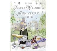 Regal Publishing Tarjeta de aniversario tradicional de plata con diseño de vino, Tarjetas Felicitacion Piccadilly Greetings