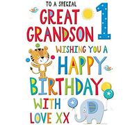 Regal Publishing Tarjeta de cumpleaños juvenil de 1 año para bisnieto, 9 x 6 pulgadas