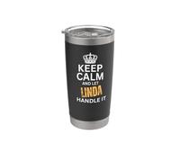 Regalo con nombre divertido Keep Calm and Let Linda Handle It Vaso térmico de acero inoxidable de doble pared