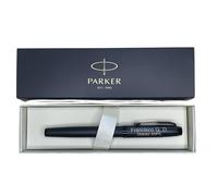 regalo grabado - Bolígrafo Roller Parker IM Personalizado | Grabado con 2 Líneas de Texto | Negro Mate, Adornos Cromados, Clip Icónico de Flecha | Metal