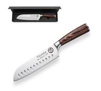 regalo grabado Cuchillo Chef Personalizado 18cm Alveolado Cocina Inox Caja | Cuchillo de chef alveolado de 18 cm con mango de madera Pakka, Grabado de texto y dibujo, Caja de presentación incluida