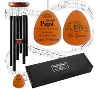 Regalo para papá - Regalos para el Día del Padre Carillones de Viento Negros para Exteriores Colgando 6 Tubos Carillón de viento Metal Campanilla Jardín Carillón Colgante Viento Chimes para Jardín