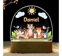 Regalos comunion niña niño - Lampara Infantil Personalizada para bebes niños cumpleaños de mesita noche Regalos bebe recien nacido decoracion habitacion luz quitamiedos originales (BOSQUE-LINDO)