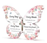 Regalos cristianos para mujeres con fe, mariposa, acrílico, regalos religiosos para mujeres en el día de la madre, cumpleaños, Navidad, regalo espiritual para amigas, familiares, 5 x 3.74 x 0.5