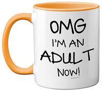 Regalos de 18 cumpleaños para niñas o niños - OMG I'm an Adult Mug Regalos para adultos hijo o hija. Perfecto para 18 años taza de mango amarillo, grandes regalos para niños de 18 años de Stuff4