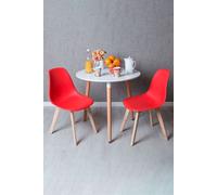 RegalosMiguel Conjunto Mesa Tower Redonda 80 cm Blanca y Pack 2 Sillas Kelen - Rojo