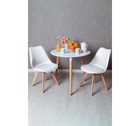 RegalosMiguel Conjunto Mesa Tower Redonda 80 cm Blanca y Pack 2 Sillas Synk Basic - Blanco