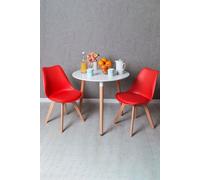 RegalosMiguel Conjunto Mesa Tower Redonda 80 cm Blanca y Pack 2 Sillas Synk Basic - Rojo