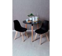RegalosMiguel Conjunto Mesa Tower Redonda 80 cm Negra y Pack 2 Sillas Kelen - Negro