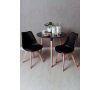 RegalosMiguel Conjunto Mesa Tower Redonda 80 cm Negra y Pack 2 Sillas Synk Basic - Negro