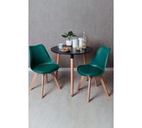 RegalosMiguel Conjunto Mesa Tower Redonda 80 cm Negra y Pack 2 Sillas Synk Basic - Verde azulado