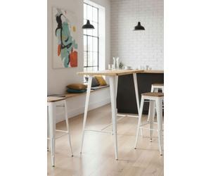 RegalosMiguel Mesa Torix Alta Rectangular Madera Natural 120 x 60 cm - Blanco