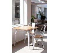 RegalosMiguel Mesa Torix Cuadrada Madera Natural 70 cm - Blanco