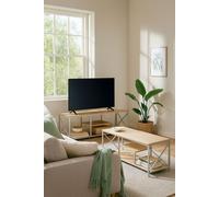 Regalos Miguel - Muebles Auxiliares - Mesa TV Lesly 140 x 40 cm - Blanco
