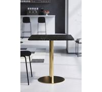 Regalos Miguel - Mesas Bar - Mesa Zinte Cuadrada 70cm Golden - Mármol Negro