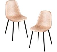 RegalosMiguel Pack 2 Sillas Black Teok Polipiel - Beige Vintage