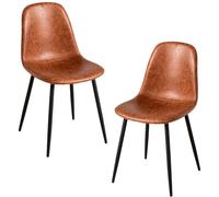 RegalosMiguel Pack 2 Sillas Black Teok Polipiel - Camel Vintage