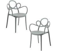 RegalosMiguel Pack 2 Sillas Sky con Reposabrazos - Gris oscuro