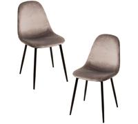 RegalosMiguel Pack 2 Sillas Teok Black Terciopelo - Gris claro