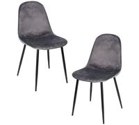 Pack 2 sillas teok black terciopelo - gris oscuro