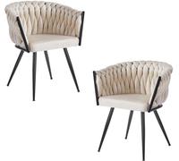 RegalosMiguel Pack 2 Sillas Widny Black Terciopelo - Beige