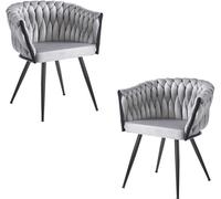 RegalosMiguel Pack 2 Sillas Widny Black Terciopelo - Gris claro