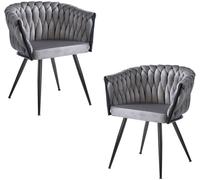 RegalosMiguel Pack 2 Sillas Widny Black Terciopelo - Gris oscuro