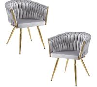 RegalosMiguel Pack 2 Sillas Widny Golden Terciopelo - Gris claro