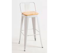 RegalosMiguel Pack 2 Taburetes Torix Respaldo Madera Natural 95 cm - Blanco