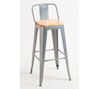 RegalosMiguel Pack 2 Taburetes Torix Respaldo Madera Natural 95 cm - Gris metalizado