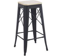 RegalosMiguel Pack 2 Taburetes Valix Madera Natural 76 cm - Negro mate